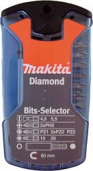 11-delni set diamantnih vijačnih nastavkov (2xPH2, PZ1, 2xPZ2, PZ3, T15 , T25; ravni: 4.5, 5.5 mm; držalo) MAKITA P-38750